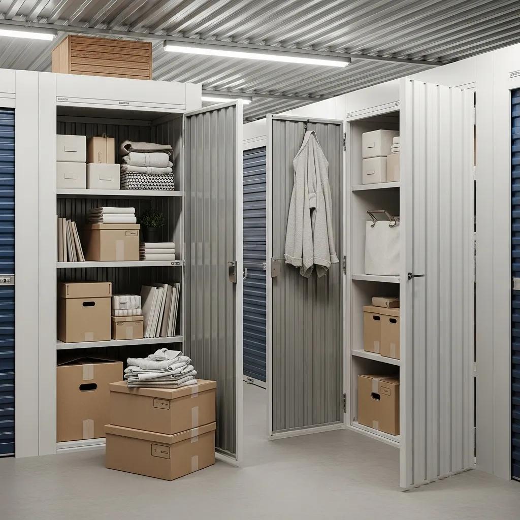 Diverse storage unit sizes displayed in a secure facility, highlighting convenience and organization